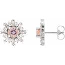 Pink Morganite Earrings in Platinum Morganite & 3/4 Carat Diamond Earrings