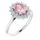 Pink Morganite Ring in Platinum Mozambique & 3/8 Carat Diamond Ring