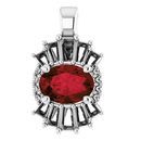 Red Garnet Pendant in Platinum Mozambique Garnet & 1/3 Carat Diamond Pendant