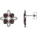 Red Garnet Earrings in Platinum Mozambique Garnet & 1/4 Carat Diamond Earrings