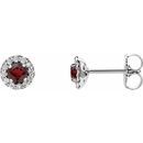 Red Garnet Earrings in Platinum Mozambique Garnet & 1/6 Carat Diamond Earrings