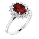 Red Garnet Ring in Platinum Mozambique Garnet & 3/8 Carat Diamond Ring