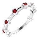 Red Garnet Ring in Platinum Mozambique Garnet Bezel-Set Bar Ring