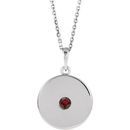 Red Garnet Necklace in Platinum Mozambique Garnet Disc 16-18