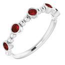 Red Garnet Ring in Platinum Mozambique Garnet Stackable Beaded Ring