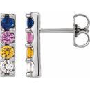 Multi-Gemstone Earrings in Platinum Multi-Color Sapphire Bar Earrings