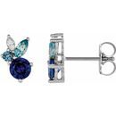 Genuine Sapphire Earrings in Platinum Multi-Gemstone Earrings