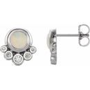 Genuine Opal Earrings in Platinum Opal & 1/8 Carat Diamond Earrings