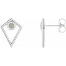 Genuine Opal Earrings in Platinum Opal Cabochon Pyramid Earrings