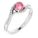 Genuine Topaz Ring in Platinum Passion Pink Topaz & 1/10 Carat Diamond Ring