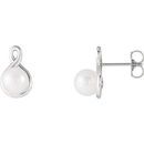 White Pearl Earrings in Platinum Earrings