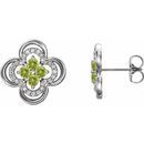 Genuine Peridot Earrings in Platinum Peridot & 1/5 Carat Diamond Clover Earrings