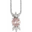 Pink Morganite Necklace in Platinum Pink Morganite & 1/4 Carat Diamond 16-18