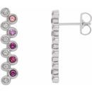 Multi-Gemstone Earrings in Platinum Pink Multi-Gemstone & 1/10 Carat Diamond Bezel-Set Bar Earrings