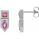 Multi-Gemstone Earrings in Platinum Pink Multi-Gemstone Geometric Bar Drop Earrings