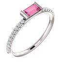 Genuine Platinum Pink Sapphire & 0.17 Carat Diamond Stackable Ring
