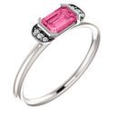 Buy Platinum  Pink Tourmaline & .02 Carat Diamond Stackable Ring