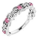 Pink Tourmaline Ring in Platinum Pink Tourmaline & .02 Carat Diamond Vintage-Inspired Scroll Ring