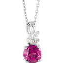 Pink Tourmaline Necklace in Platinum Pink Tourmaline & 1/10 Carat Diamond 16-18