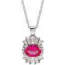 Pink Tourmaline Necklace in Platinum Pink Tourmaline & 1/3 Carat Diamond 16-18