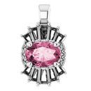 Pink Tourmaline Pendant in Platinum Pink Tourmaline & 1/3 Carat Diamond Pendant
