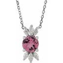 Pink Tourmaline Necklace in Platinum Pink Tourmaline & 1/4 Carat Diamond 16-18
