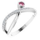 Pink Tourmaline Ring in Platinum Pink Tourmaline & 1/5 Carat Diamond Ring