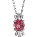 Pink Tourmaline Necklace in Platinum Pink Tourmaline & 1/6 Carat Diamond 16-18