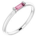 Pink Tourmaline Ring in Platinum Pink Tourmaline Stackable Ring