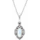 Moonstone Necklace in Platinum Rainbow Moonstone & .03 Carat Diamond Clover 16-18