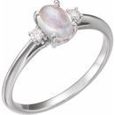 Moonstone Ring in Platinum Rainbow Moonstone & .06 Carat Diamond Ring