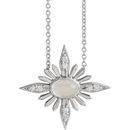 Moonstone Necklace in Platinum Rainbow Moonstone & .08 Carat Diamond Celestial 16-18