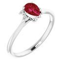 Genuine Ruby Ring in Platinum Ruby & .015 Carat Diamond Ring