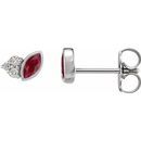 Genuine Ruby Earrings in Platinum Ruby & .05 Carat Diamond Earrings