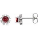 Genuine Ruby Earrings in Platinum Ruby & .07 Carat Diamond Earrings