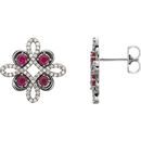 Genuine Ruby Earrings in Platinum Ruby & 0.25 Carat Diamond Earrings