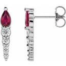 Genuine Ruby Earrings in Platinum Ruby & 1/4 Carat Diamond Earrings