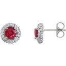 Red Ruby Earrings in Platinum Ruby & 0.33 Carat Diamond Earrings