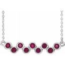 Genuine Ruby Necklace in Platinum Ruby Bezel-Set Bar 16-18