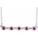 Genuine Ruby Necklace in Platinum Ruby Bezel-Set Bar 18