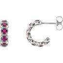 Genuine Ruby Earrings in Platinum Ruby Hoop Earrings