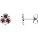 Genuine Ruby Earrings in Platinum Ruby Three-Stone Earrings