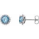 Genuine Aquamarine Earrings in Platinum Sapphire & 1/8 Carat Diamond Earrings