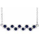 Genuine Sapphire Necklace in Platinum Sapphire Bezel-Set Bar 16-18
