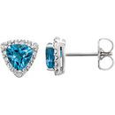 Platinum Swiss Blue Topaz & .08 Carat Diamond Earrings