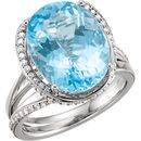 Platinum Swiss Blue Topaz & 0.50 Carat Diamond Spiral Ring