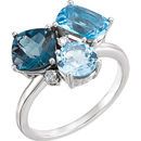 Platinum Swiss, London, & Sky Blue Topaz & .05 Carat Diamond Ring