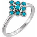 Genuine Turquoise Ring in Platinum Turquoise & .02 Carat Diamond Ring