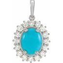 Genuine Turquoise Pendant in Platinum Turquoise & 1/2 Carat Diamond Pendant