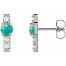 Genuine Turquoise Earrings in Platinum Turquoise & 1/5 Carat Diamond Bar Earrings